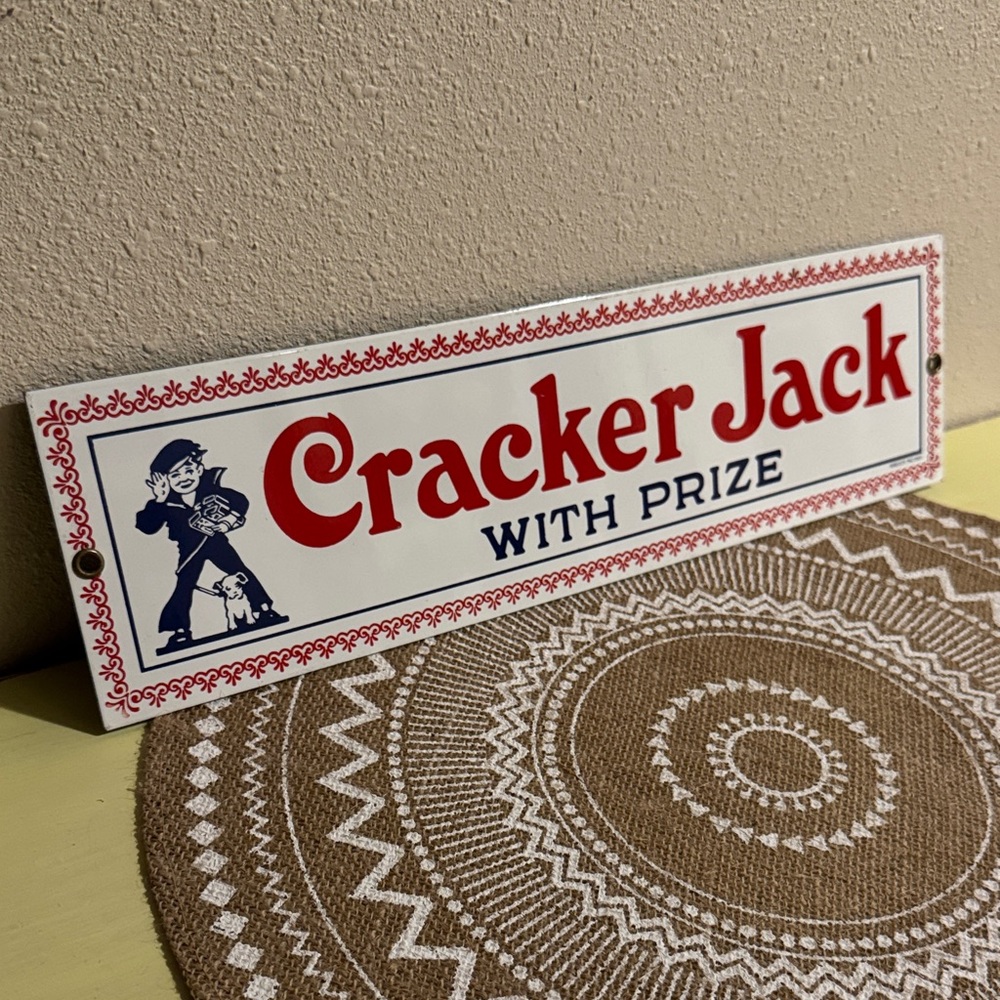 Vintage Cracker Jack With Prize Porcelain Advertising Sign